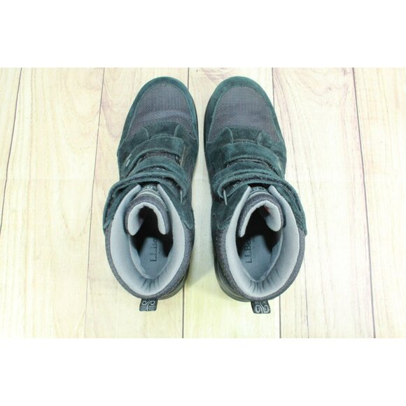 LL Bean Waterproof Black Suede Fabric Hook & Loop Mid Snow Sneakers Size 8.5 M - Picture 7 of 9